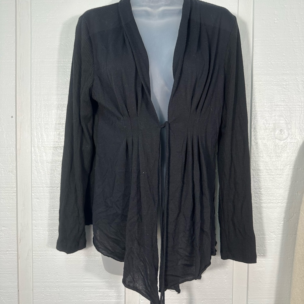 Carole Little Black Pleated Cardigan Sweater Size See Measurements EUC